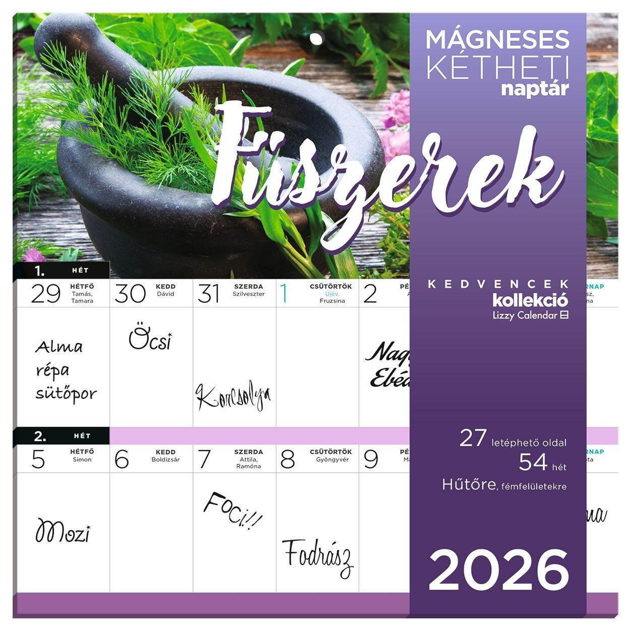 HŰTŐMÁGNESES NAPTÁR 2 HETI 2026 FŰSZERNÖVÉNYEK