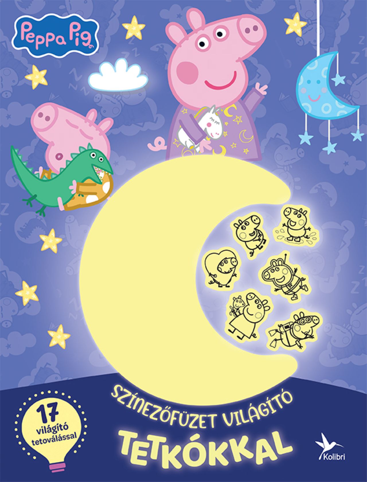 SZÍNEZŐFÜZET VILÁGÍTÓ TETKÓKKAL - PEPPA MALAC