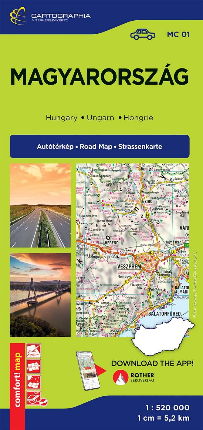 MAGYARORSZÁG AUTÓTÉRKÉP 1:520.000 (COMFORT, LAMINÁLT MC 01)