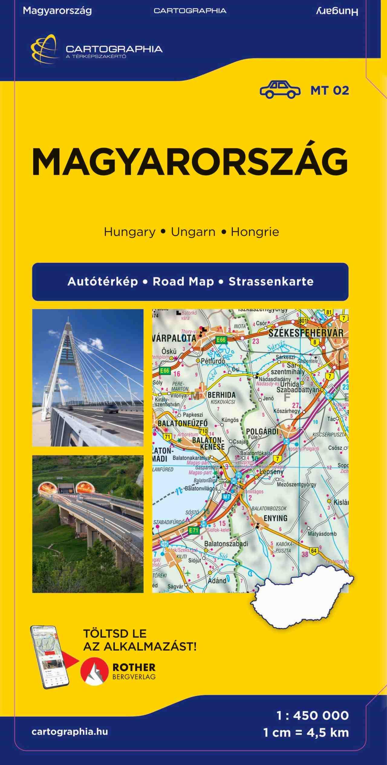 MAGYARORSZÁG AUTÓTÉRKÉP 1:450.000 (KEMÉNYBORÍTÓS MT 02)