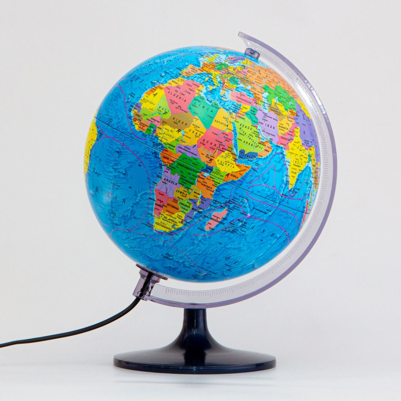 FÖLDGÖMB 25 CM-ES, ÁTVILÁGÍTÓ, POLITIKAI