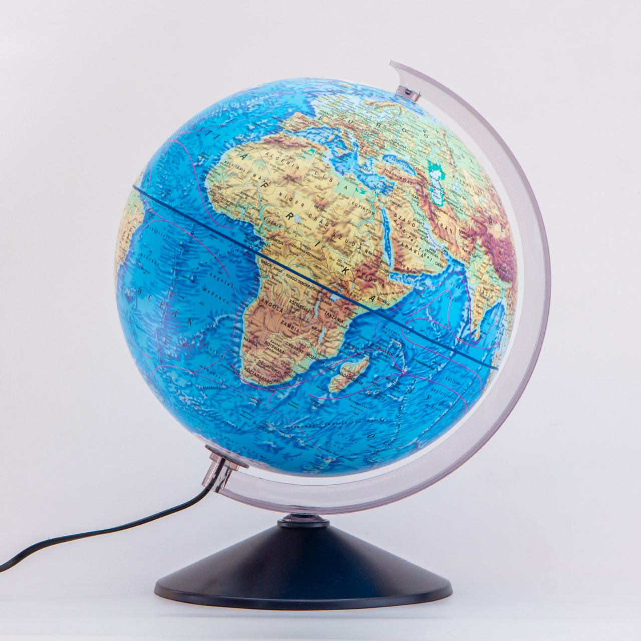 FÖLDGÖMB 31 CM-ES, VILÁGÍTÓ DUÓ, HEGY-VÍZRAJZI