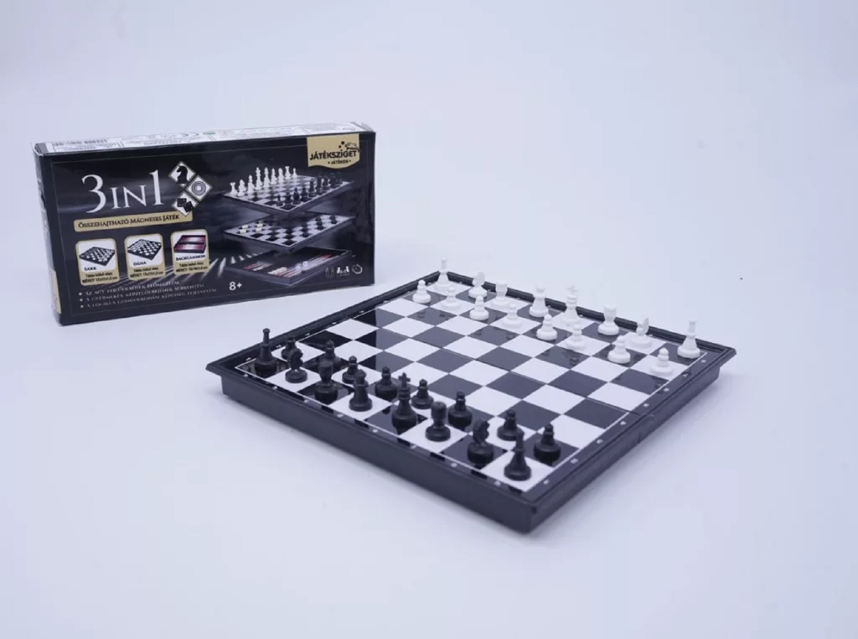 3 AZ 1BEN MÁGNESES SAKK, DÁMA, BACKGAMMON