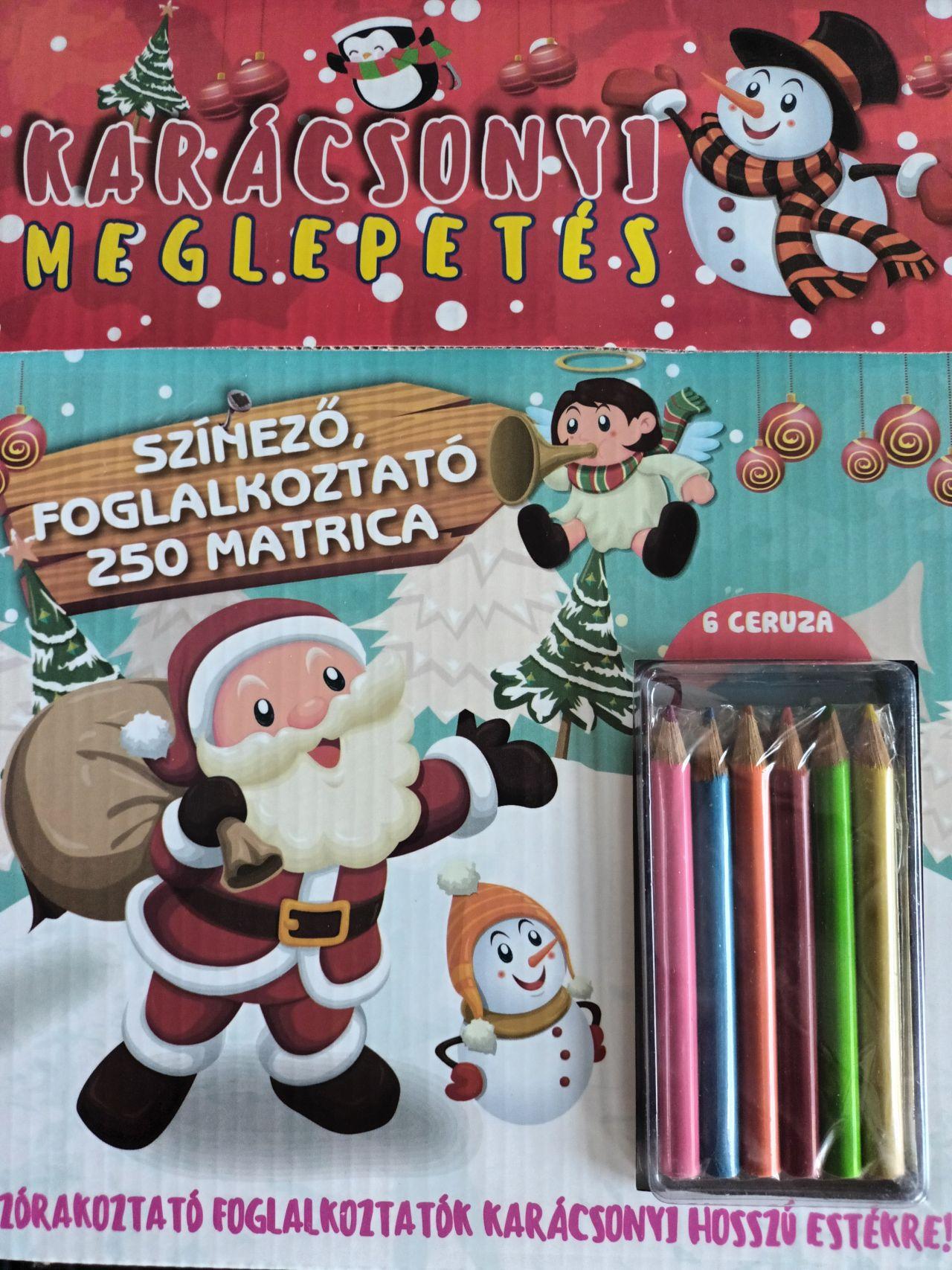 KARÁCSONYI MEGLEPETÉS - SZÍNEZŐ, FOGLALKOZTATÓ, 250 MATRICA